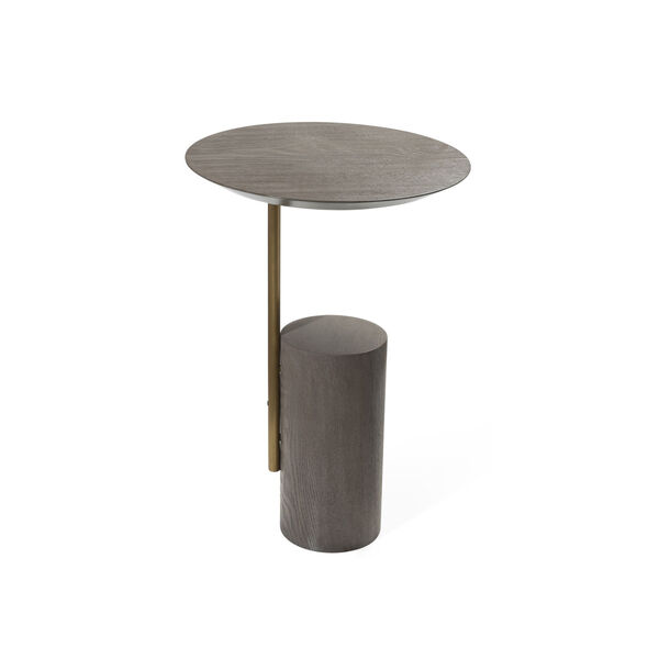 Smokey Grey Oak and Brushed Brass End Table, image 2